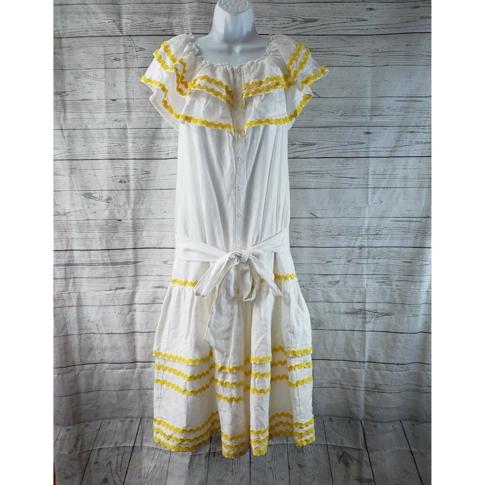 Lisa Marie Fernandez for Target Womens Off The Shoulder Dress Sz XS White Yellow